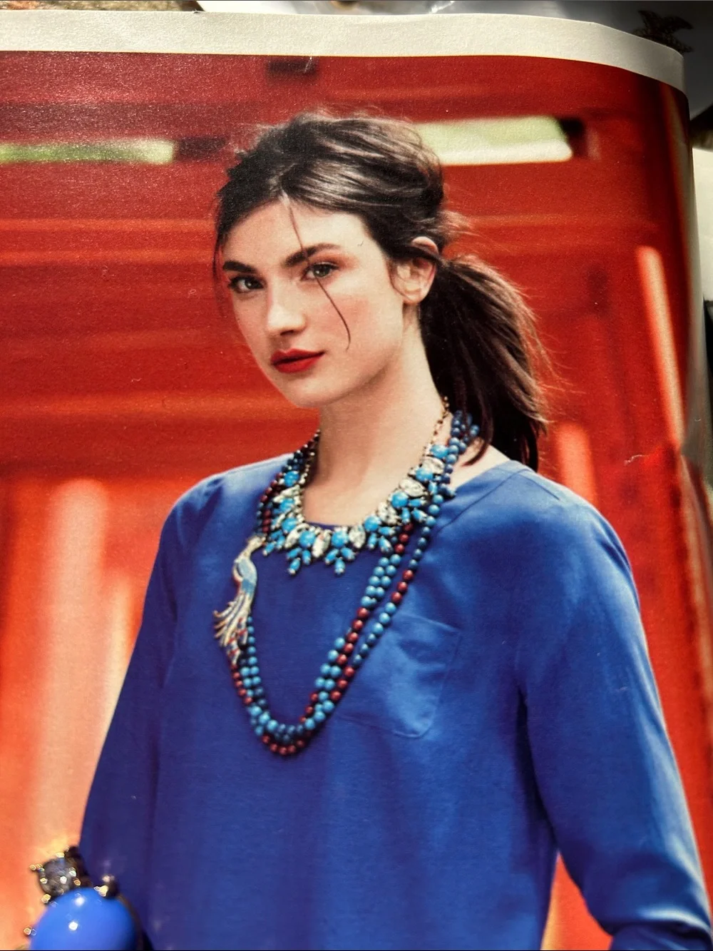 J. Crew 2012 Marquess Fleur Blue Czech-and Gold Cluster Bib Statement Necklace